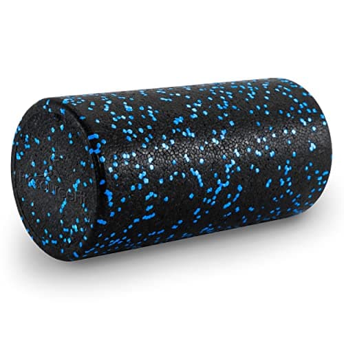 ProsourceFit High Density Foam Rollers 12 - inches long, Firm Full Body Athletic Massage Tool for Back Stretching, Yoga, Pilates, Post Workout Muscle Recuperation, Black/Blue