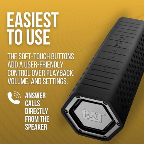 CAT Portable WORKSITE Bluetooth Speakers - Rugged, Heavy Duty Work Speaker with Wireless - Shock Proof, Dust Proof, Water Resistant, Temperature Resistant Jobsite Speaker 5