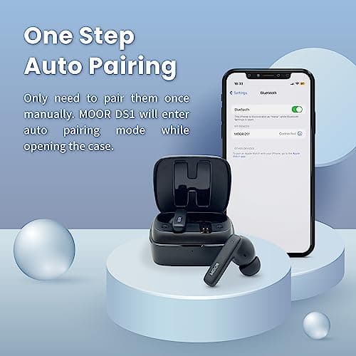 MOOR Wireless Earbuds Bluetooth Headphones, Noise Cancelling Earbuds with Deep Bass, Hybrid ANC, Transparency mode, IPX5 Waterproof in Ear Built in Mic Headphones for Sport, Work (30H Playtime, Black) 8