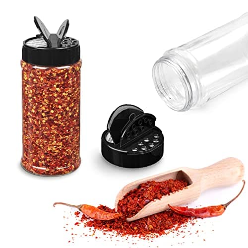 RoyalHouse 6 Pack 16 Oz Plastic Spice Jars with Black Cap, Clear and Safe Plastic Bottle Containers with Shaker Lids for Storing Spice, Herbs and Seasoning Powders, BPA Free, Made in USA 2