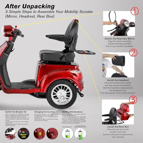 Heavy Duty 4 Wheel Mobility Scooters for Seniors & Adults 500lbs Capacity - Electric Powered Chair - 800W All Terrain Fast Mobility Scooter for Travel w/Long Range Battery Remote Key 8