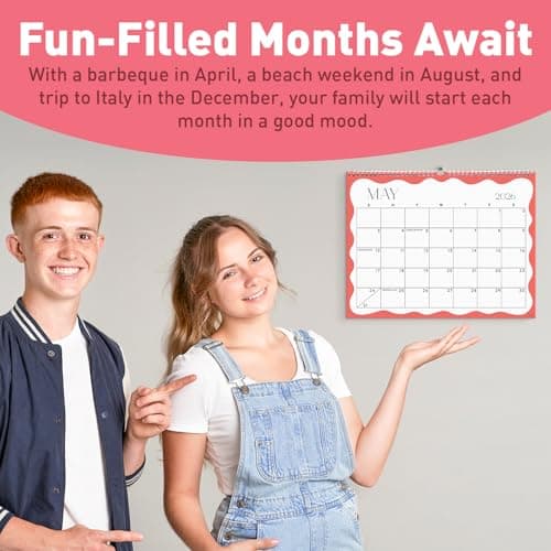 S&O Modern Wavy Wall Calendar from January 2025-June 2026 - Tear-Off Monthly Calendar - 18 Month Academic Wall Planner - Hanging Organizer to Track Anniversaries & Appointments - 13.5"x10.5”in 9
