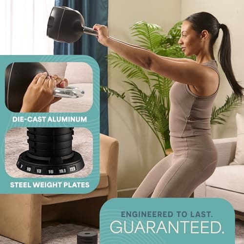 Lifepro PowerStone Adjustable Kettlebell – 7-in-1 Kettlebells Adjustable Weight Set for Full-Body Workouts – Space-Saving Design with Quick Select Dial – 3.5–22.5lb, for Men & Women 8