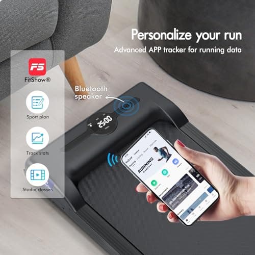 BLACK LORD Walking Pad with Handle Bar, 2.7 HP Quiet Foldable Under Desk Treadmill with Bluetooth Speaker, Portable Running Treadmills for Home, LED Display, App/Remote Control, 330lbs Capacity, Black 5