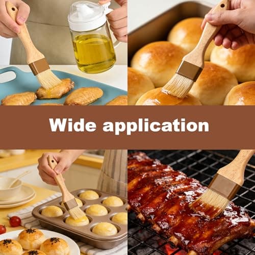 4 pcs Pastry Brush, Natural Bristle Basting Brush for Cooking and Baking, Premium BBQ Brushes for Butter, Oil, Egg, Sauce, Turkey, Marinade and Kitchen Food by SFIUYLB 6