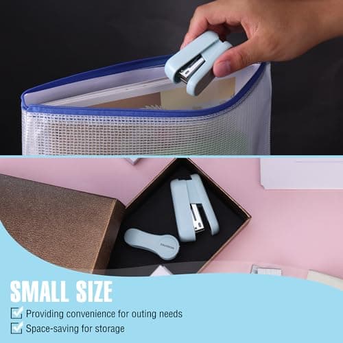 WORKPRO Mini Stapler with Staples, Blue Stapler Set Includes Two Small Staplers, One Staple Remover, 2000 Standard Staples, Lock Design, Non-Slip Base - Staplers for Desk, Classroom, Office 6