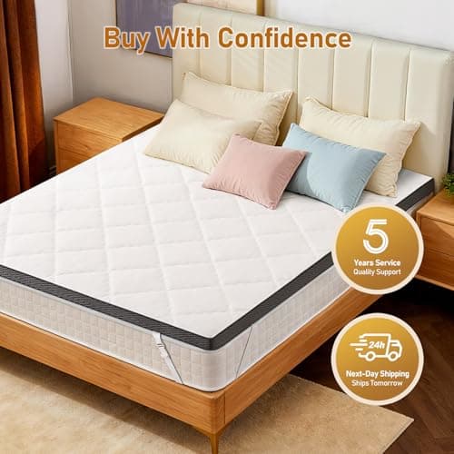 Glendan Firm Mattress Topper Queen: 3 Inch High Density Bed Topper - Extra Support Foam for Back Pain Relief - Breathable Washable Cover with Anti-Slip Straps - CertiPUR-US Oeko-Tex Certified 80x60 8