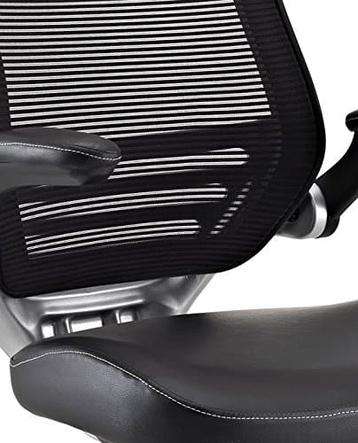 Modway Edge Mesh Back and White Vinyl Seat Office Chair With Flip-Up Arms - Computer Desks in Black 18