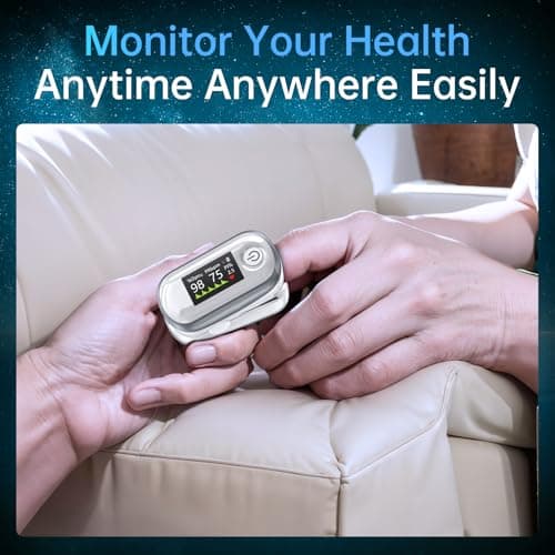 Alecaremed Pulse Oximeter, 4 Color OLED Display Oxygen Monitor Fingertip with 20 × Memory, Blood Oxygen Saturation Monitor (SpO2), Alarm & Brightness Adjustable, Batteries & Lanyard (White) 7