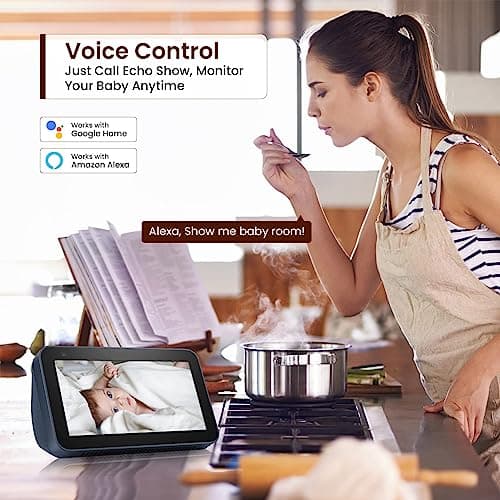 AMOROM 2 Pack 1080P Indoor Wired Security Cameras, Home Indoor Cameras for Dog/Cat/Pet/Nanny/Baby/Elderly, Motion Detection, Night Vision, Smoke Siren, 24/7 Recordings, 2.4GHz Wi-Fi 8