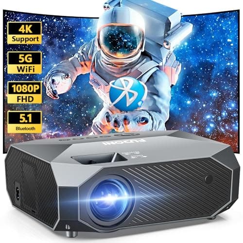 FUDONI Projector with WiFi and Bluetooth, Outdoor 4K Support 18000L Projector HD 1080P Max 300" Display, Movie Video Portable Home Theater Projector Compatible with USB/HDMI/iOS/Android/TV Stick