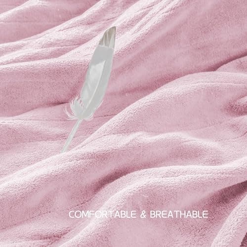 Electric Heated Blanket 72"x84" Full Size, Soft Coral Fleece with 4 Heating Levels and 10 Hours Auto-Off, Machine Washable, Cozy Plush Fabric for Home, Pale Pink 6
