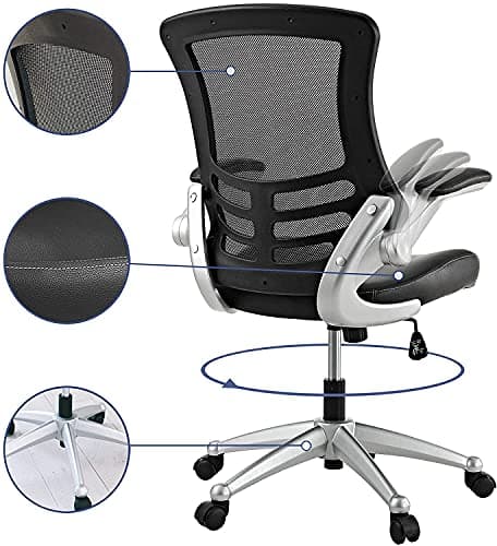 Modway Attainment Mesh Back and Vinyl Seat Modern Office Chair in Black 5