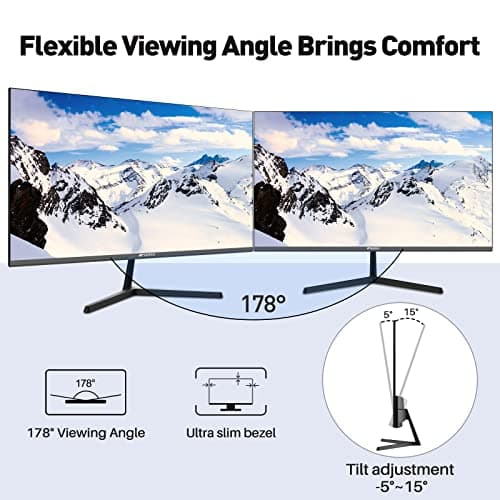 SANSUI Monitor 22 Inch IPS 75Hz FHD 1080P HDMI VGA Ports Computer Monitor Ultra-Thin Tilt Adjustable VESA Mount Compatible with Eye Comfort 178° Wide Viewing Angle for Game and Office 6