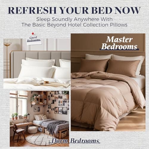 Basic Beyond King Size Bed Pillow - 2 Pack Hotel Collection Super Soft Down Alternative Pillow for Sleeping, 20x36 Inches 7