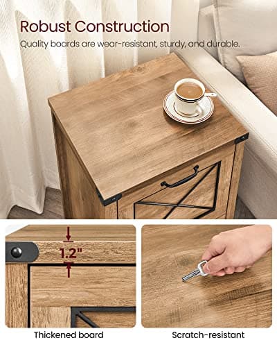 VASAGLE File Cabinet, Filing Cabinet with 2 File Drawers, Printer Stand, Fit A4, Letter Size, Hanging File Folders, Modern Farmhouse Style, for Home Office, Honey Brown UOFC048T41 7