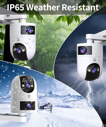 JOOAN Security Camera Outdoor 2K Ultra HD Dual Lens 2.4G/5G WiFi Bluetooth 2 Cams in 1 Auto Tracking 360°View,2 Ways Audio IP66 Waterproof 3 Night Vsion Modes Cloud/SD Card Storage,Corded Power 8