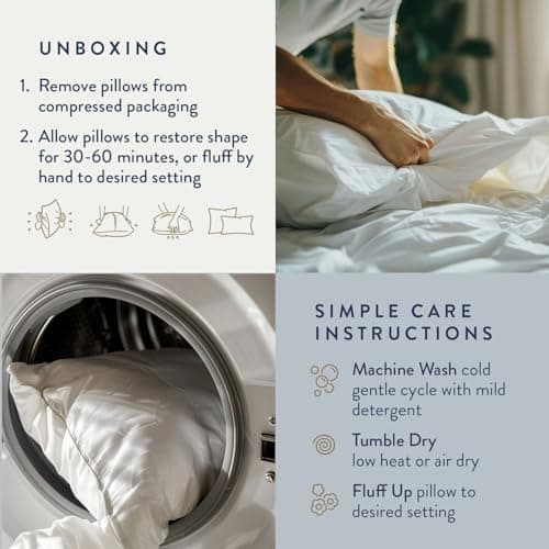 Digital Decor 100% Cotton Luxury Hotel Pillows Standard Size Set of 2, Cooling Down Alternative Bed Pillows for Sleeping, Hypoallergenic Soft Pillows for Side & Back Sleepers, Made in USA, 26" x 20" 7