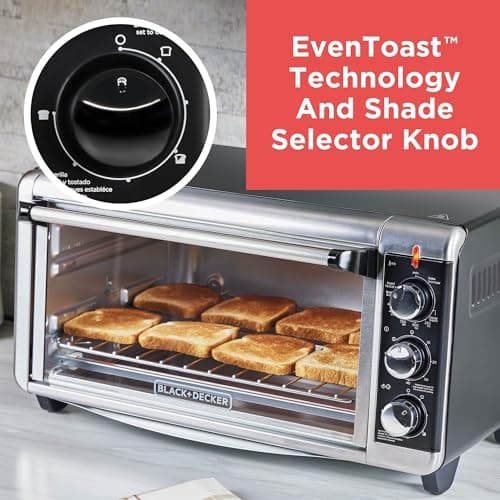 BLACK+DECKER TO3250XSBD 8-Slice Extra Wide Convection Countertop Toaster Oven, Includes Bake Pan, Broil Rack & Toasting Rack, Stainless Steel/Black 5