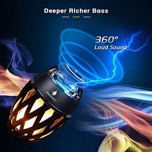 ANERIMST Unique Gifts for Men, Outdoor Bluetooth Speaker Waterproof Wireless with Torch LED Light, Birthday Gift for Boyfriend Him Dad, Cool for Garden, Patio, Outside (Black) 6