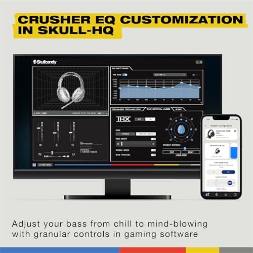 Skullcandy Crusher PLYR 720 Wireless Gaming Headset, Ultimate Immersion and Comfort, THX Spatial Audio, Multi-Sensory Bass and Platform- Digi-Black, Removable Mic, PC, PlayStation, Nintendo 5