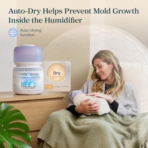 LEVOIT Evaporative Humidifiers for Bedroom Baby, Dual Air and Water Filters, Separate Sensor, Blue Light Free for Nursery Nightlight, Auto Dry, Smart Control & Alexa, Auto Mode, 3.8L Tank for 36H 5