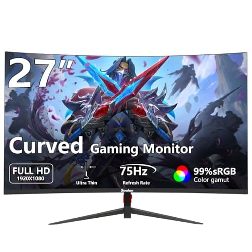 Sealan 27 inch Curved Gaming Monitor, FHD 1920x1080, 100Hz Refresh Rate, 1800R Curvature, HDR,99% sRGB,1800R,HDMI,Ultra-Thin Bezel, VESA Mountable, for Home Office/Gaming/Entertainment