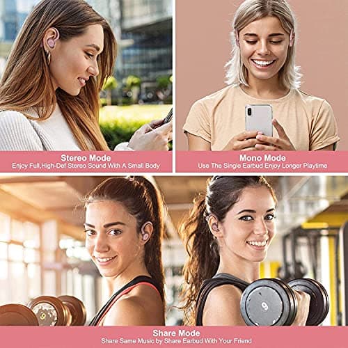 comiso Wireless Earbuds Bluetooth Headphones, True Wireless in Ear Bluetooth 5.1 Earbuds with Microphone, Deep Bass, IPX7 Waterproof Loud Voice Earphones for Sport Outdoor Running Gym Workout(Pink) 7