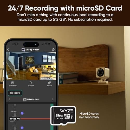 WYZE Cam v4 (Latest Model), 2.5K AI Security Camera, Indoor/Outdoor Cameras for Home Security, Baby Monitor & Pet Camera, Vibrant Color Night Vision, No Subscription Required, Free Expert Help 6