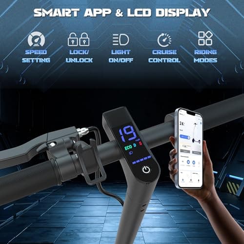 WERHY Foldable Electric Scooter, 350W Motor, Max 12Miles Long Range, 19 MPH Max Speed, 8.5" Solid Tire, Lightweight Foldable E-Scooter with Dual Braking, Digital Display, Cruise Control 8