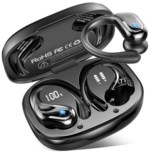 Wireless Earbuds Sport, Bluetooth 5.4 Headphones 2025 Bluetooth Earbuds with 75Hrs Stereo, 4 ENC Mic, Over-Ear Buds with Earhooks Noise Canceling Earphones , IP7 Waterproof Headset for Workout/Running
