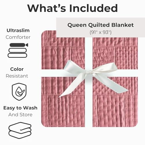 Vianney Queen Comforter Novo Blush Bedding 91x93 Inches Reversible Lightweight Quilt Blanket Soft Cozy All-Season Bedspread in Blush Pink and Pale Pink 6