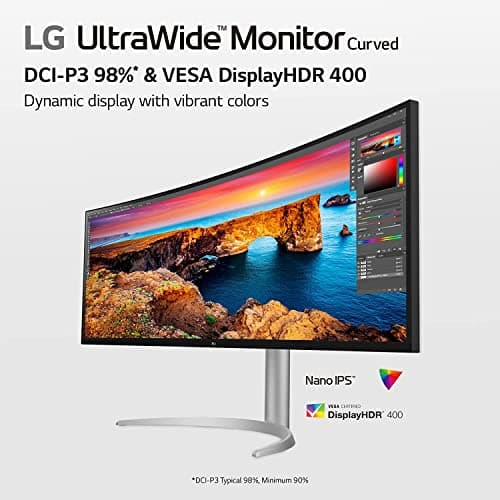 LG 49WQ95C-W 49 Inch 32:9 Curved UltraWide DQHD (5120 x 1440) Nano IPS Monitor, NVIDIA G-SYNC Compatible & AMD FreeSync Premium Pro, HDMI 2.1 & USB Type-C (90W PD), Tilt/Height/Swivel Adjustable 8