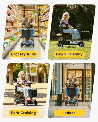 Scootngo 4 Wheel Mobility Scooter for Seniors & Adults with Dual Baskets, 12AH Long-Range Battery, 300LBS+ Weight Capacity, Comfortable Seat for Daily Use (Black-Red) 8