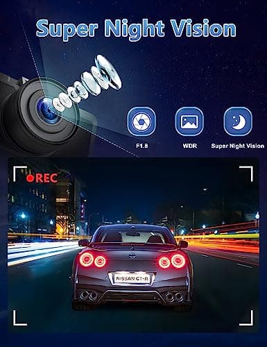 Dash Cam Front and Rear Camera, CHORTAU 3Inch Screen WiFi Dash cam, 2.5K+1080P Dash Camera for Cars, Dashboard Camera with Free 64GB Card, Type-C Port, Parking Monitor, Super Night Vision 5