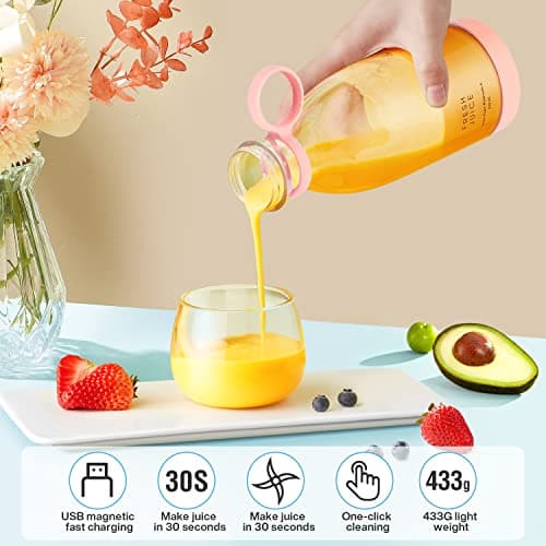 Portable Blender,Fashion Portable Blender for Shakes and Smoothies 11.8 Oz,Magnetic USB Fast Charging Mini Mixer Bottle,Take It for Traveling, Outdoor, Gym, Office, Cars, Gift -PK 4