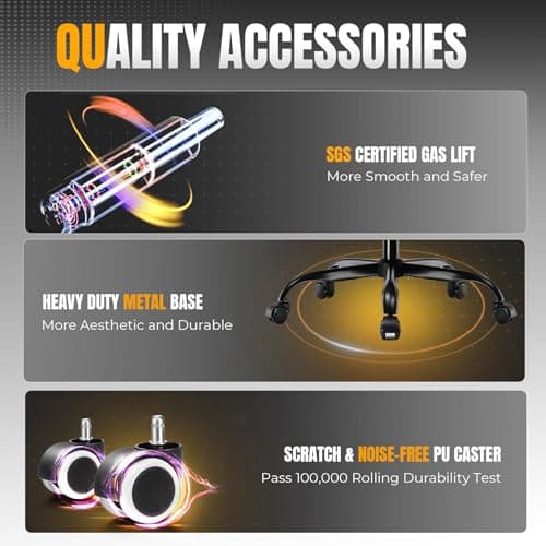 GTPLAYER Gaming Chair with Foot Rest & Pocket Spring Cushion, Ergonomic High Back Computer Chair with Headrest & 360°-Swivel Seat for Home Office Desk, PU Leather, Red 9