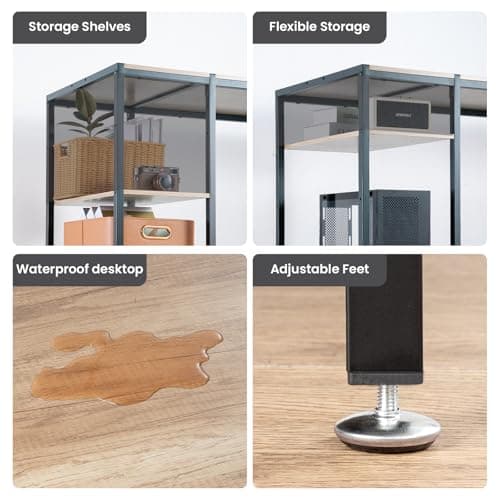 MINOSYS Gaming/Computer Desk - 47” Home Office Small Desk with Monitor Stand, Rustic Writing Desk for 2 Monitors, Adjustable Storage Space, Modern Design Corner Table. 7