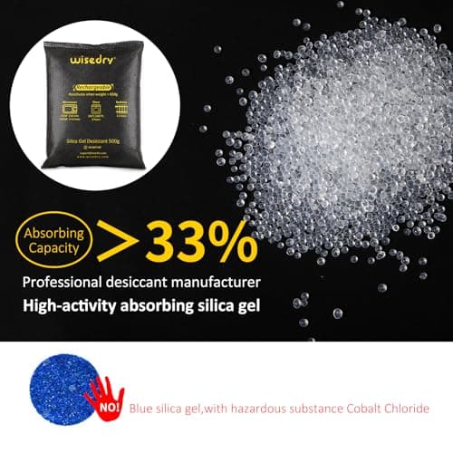 wisedry 2 x 500 Gram [2.2 lbs] Rechargeable Silica Gel Car Dehumidifier, Microwave Fast Reactivated Desiccant Packets Large for Gun Safe Closet Basement Garage Storage Moisture Absorber Bag Reusable 8