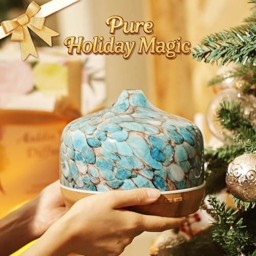 Porseme 500ml Glass Essential Oil Diffuser Aromatherapy Ultrasonic Cool Mist Humidifier 15-21 Running Hours Waterless Auto-Off Air Diffusers for Sleeping Yoga Office Working Spa and Rest (Light Blue) 6