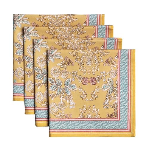 Maison d' Hermine Cloth Napkins Set of 4 100% Cotton Everyday Reusable Square Napkins Cloth Washable Dinner Party Wedding Restaurant Easter Decorations Spring/Summer (Marquise, 20" x 20")