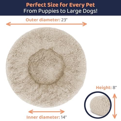 Donut Dog Bed - Premium Comfort for Anxiety Relief - Fluffy & Calming Design with Ultra-Plush Support | Cozy Round Dog Bed with Super Soft Circle Style (Beige, Small) 6