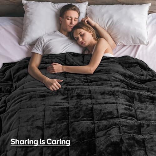 Sivio Weighted Blanket for Adult, 15 lbs Sherpa Heavy Throw with Fleece Reversible, Queen Size, Weighted Blanket for Men and Women Deep Sleeping, 60 x 80Inches Dual Sided Black 6