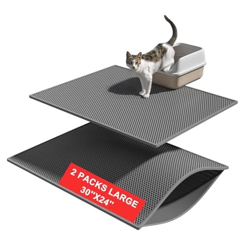 Pieviev 2 Packs Cat Litter Mat Double Layer Waterproof Urine Proof Trapping Mat (30''X24'', Gray)