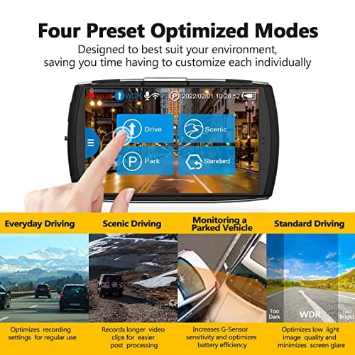 Dash Cam, Z-Edge Dual Dash Cam Front and Rear, 4K Built-in WiFi, Touch Screen Car Camera, FHD 1080P with Night Mode, 32GB Card Included, WDR, G-Sensor, Loop Recording, Support 256GB Max 6