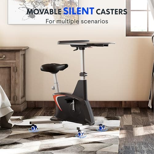 FLEXISPOT Exercise Bike with 2D Desktop, Space Saving Under Desk Bike with Removable Desk, Stationary Bikes Upright Indoor Bikes with 8 Level Magnetic Resistance Upgraded Pro Flywheel, V9PRO-Black 8