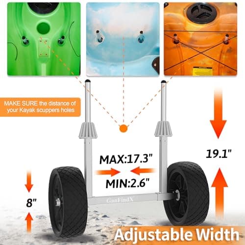 GanFindX Detachable Height-Enhancing Kayak Cart Made by Full Stainless Steel 304 | Puncture-Resistant Tires | 250 Lb Weight Rating 7