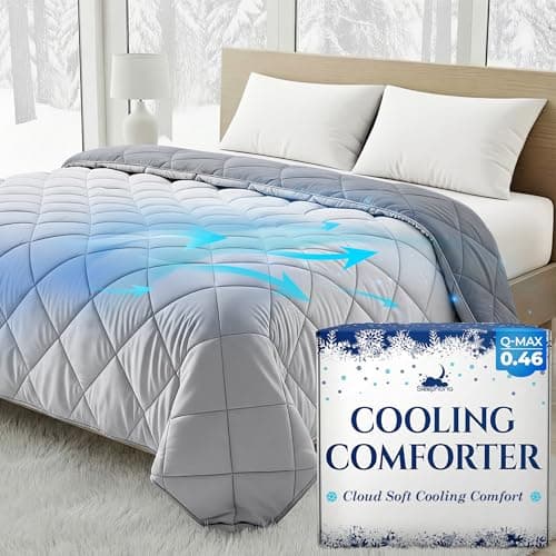 SLEEPHORIA Cooling Comforter - BreezeWeave Cooling Blanket King Size for Hot Sleepers & Deep Rest - Cloud Soft, Breathable, Ultra Durable, Easy Care, Reversible - 108 x 90 in (Light Grey & Dark Grey)