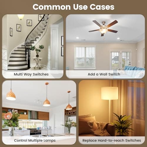 SURAIELEC Wireless Light Switch and Receiver Kit, Decorator Rocker Wall Switch, 15 AMP, 100FT RF Range, No Wiring No WiFi, Remote Control for Lighting, Neutral Wire Required (Upgrade Antenna Model) 6