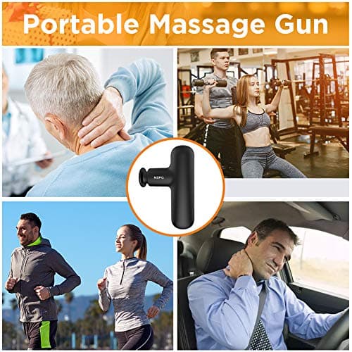 NEPQ Mini Massage Gun, Powerful Fascial Gun Portable Deep Tissue Percussion Muscle Back Head Massager for Pain Relief with 4 Massage Heads High-Intensity Vibration Rechargeable Small Massage Gun 8